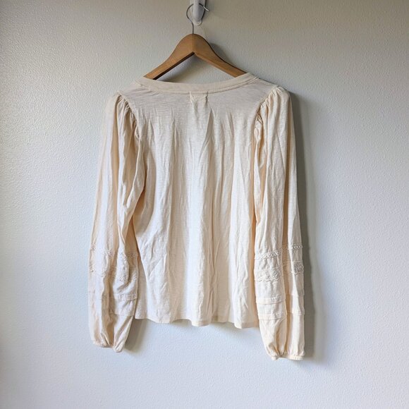 Nation LTD Arden Long Sleeve Blouse with Capped Shoulders in Parchment Size M - Picture 6 of 12